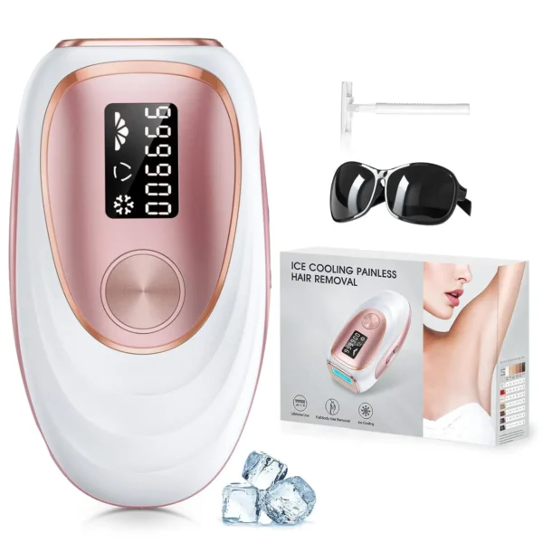 IPL Hair Removal Laser – ICE Cooling, 999900 Flashes, 5 Levels, Permanent & Full-Body